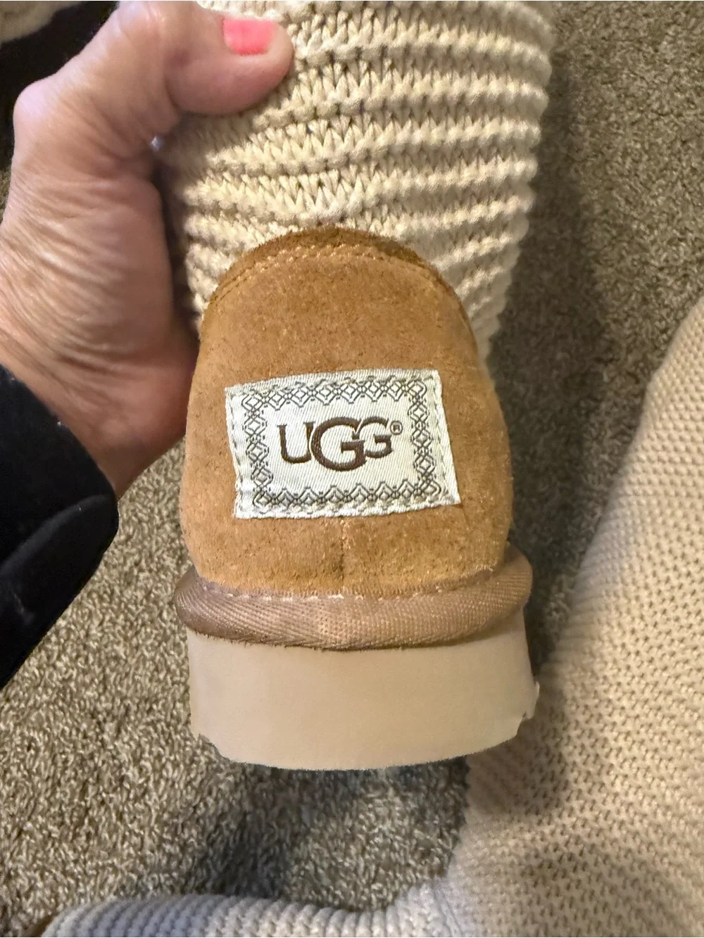 UGG Women's Over-the-Knee Knit Boots in Cream with Button Detail 8